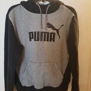 Puma - Black and Grey Hooded Sweatshirt - Size Small